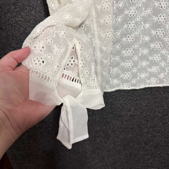 Rebecca Taylor Off White Silk Eyelet Blouse, Women’s 8 - Picture 2 of 8